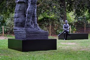 Matthew Darbyshire, _Hercules Meets Galatea_ (2022). Courtesy Herald St Installation kindly sponsored by Selfridges. Frieze Sculpture, The Regent's Park, London (14 September–13 November 2022). Courtesy Frieze.